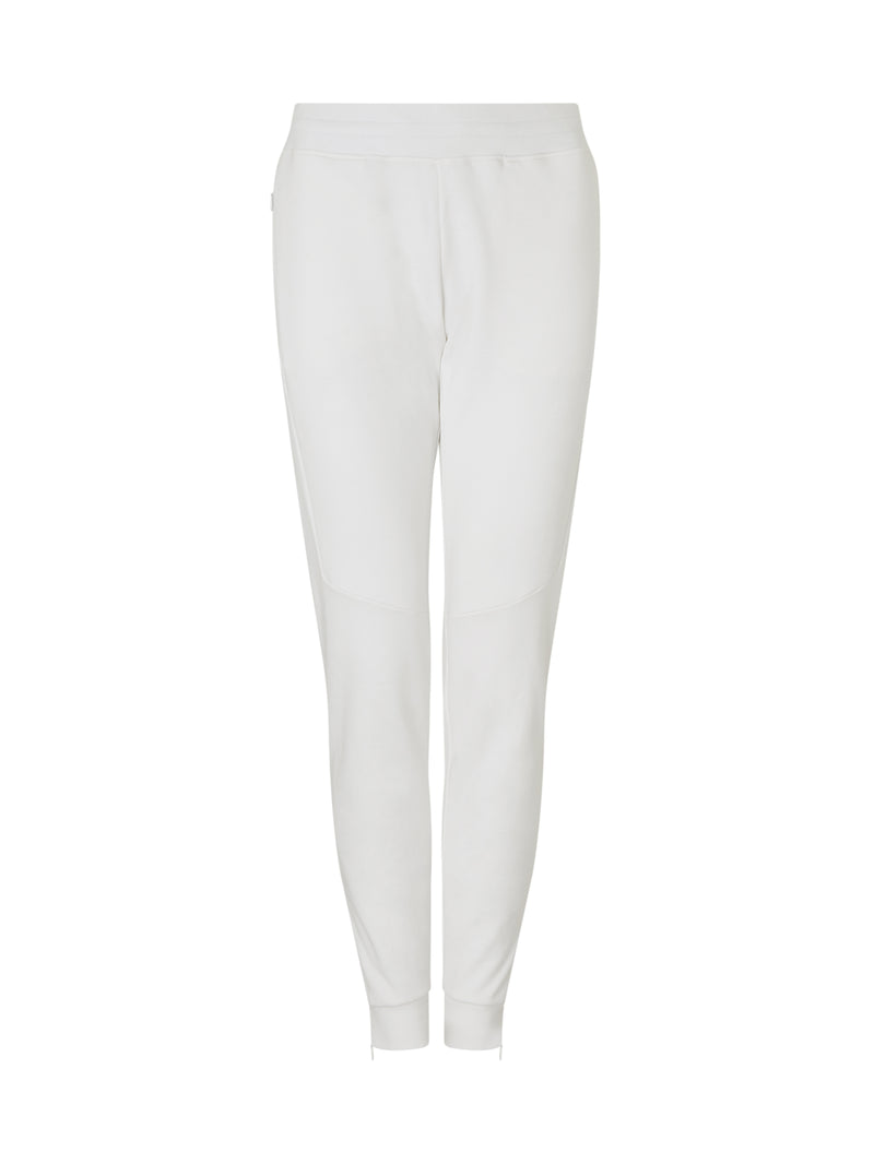 white track pant made from 100% cotton and concealed zip pockets.