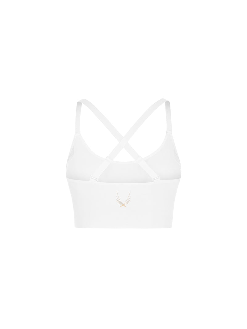QUEENIEKE Sports Bra Scrunched Front Racerback Medium Support Longline Bra  White XS at  Women's Clothing store